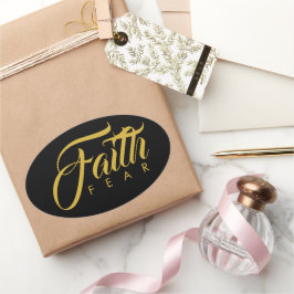 Faith over Fear Guld and Black Ovalt Klistermärke