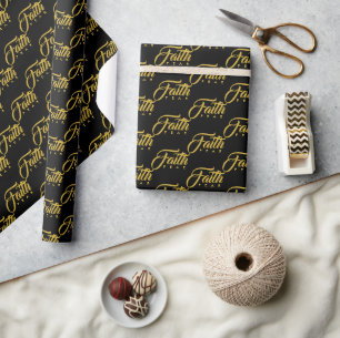 Faith over Fear Guld and Black Presentpapper