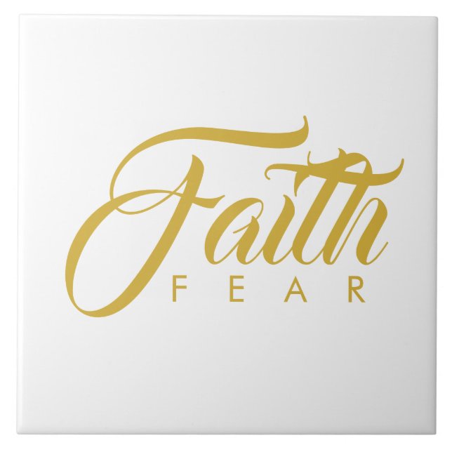 Faith over Fear Guld and White Kakelplatta (Framsidan)