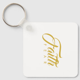 Faith over Fear Guld and White Nyckelring