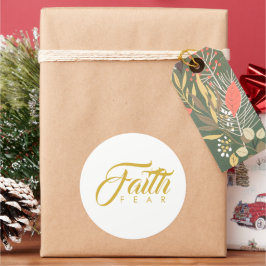 Faith over Fear Guld and White Runt Klistermärke