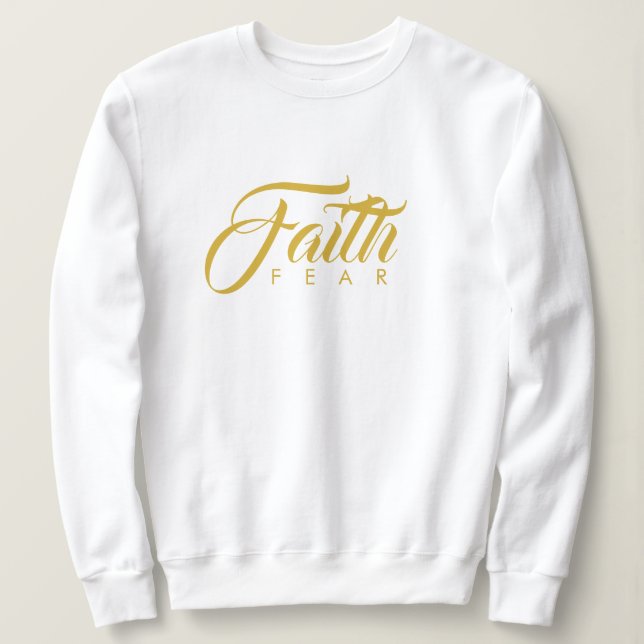 Faith over Fear Guld and White T Shirt (Design framsida)