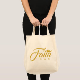 Faith over Fear Guld Graphic Tygkasse