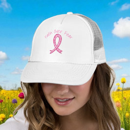 Faith Over Fear Hat | Pink Ribbon Heart Hat Keps