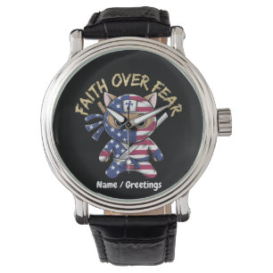 Faith over Fear Inspirational Christian Customized Armbandsur