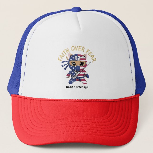 Faith over Fear Inspirational Christian Customized Keps (Framsida)