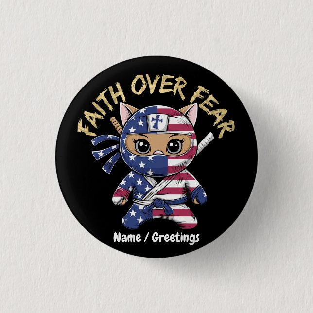 Faith over Fear Inspirational Christian Customized Knapp (Framsida)