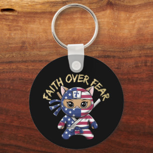 Faith over Fear Inspirational Christian Customized Nyckelring