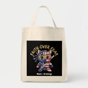 Faith over Fear Inspirational Christian Customized Tygkasse