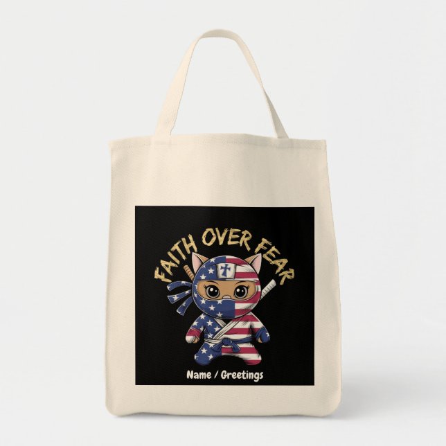 Faith over Fear Inspirational Christian Customized Tygkasse (Framsidan)