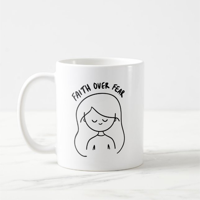 Faith Over Fear - Inspirational & Positive Message Kaffemugg (Vänster)