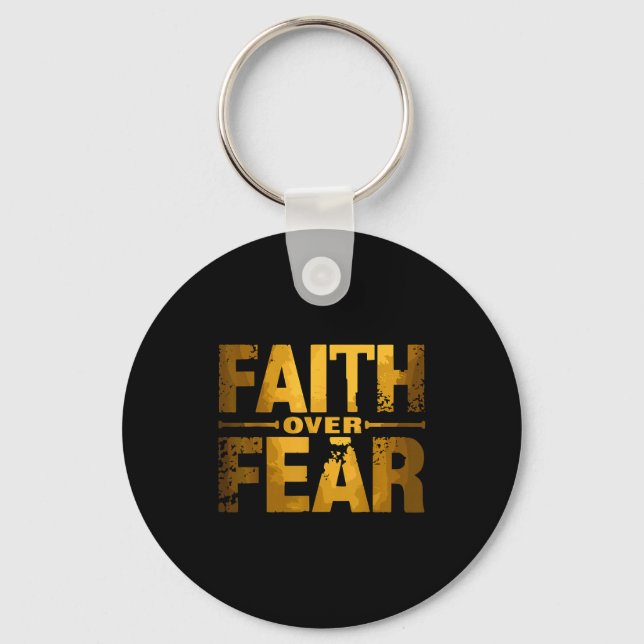 Faith Over Fear Insrational Christian Quote  Nyckelring (Framsida)