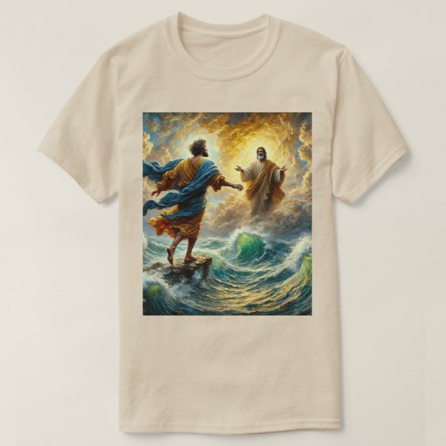 Faith over Fear - Jesus Walking on Vatten T-Shirt (Design framsida)