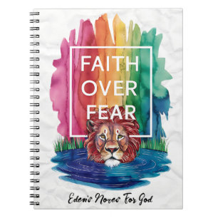 Faith over Fear Lejon - Anpassningsbar Christian J Anteckningsbok
