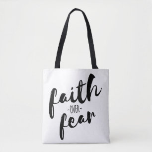 Faith over Fear Modern Christian Tote Bag Tygkasse