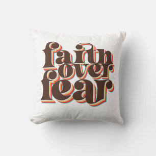 Faith over Fear Modern Retro Christian Inspiration Kudde