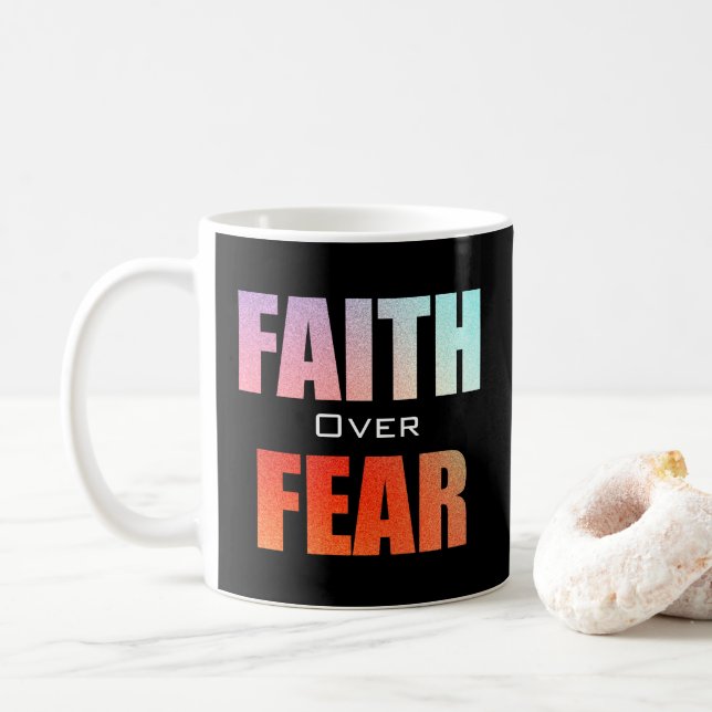 Faith over Fear Neon Färg Kaffemugg (Med munk)