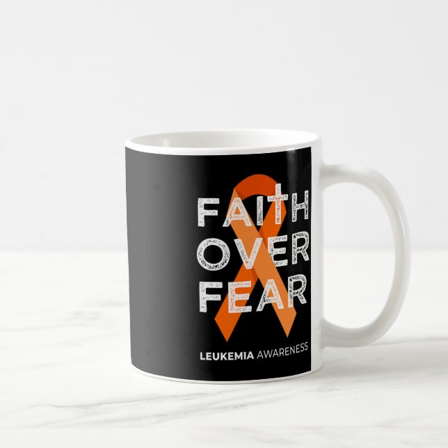 Faith over Fear Orange Ribbon Fight Leukemia Medve Kaffemugg (Höger)