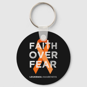 Faith over Fear Orange Ribbon Fight Leukemia Medve Nyckelring