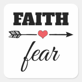 Faith over Fear Red Heart Arme Fyrkantigt Klistermärke