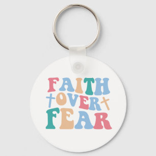 Faith over Fear Retro Christian Nyckelring