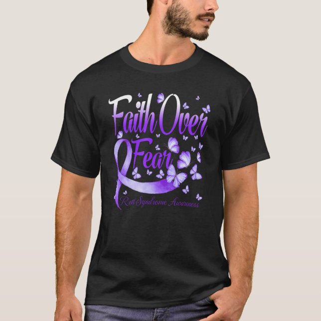 Faith Over Fear Rett Syndrome Awareness Butterfly T Shirt (Framsida)