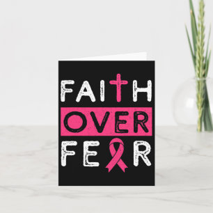 Faith over Fear Rosa Ribbon Breast Cancer Awarenes Kort