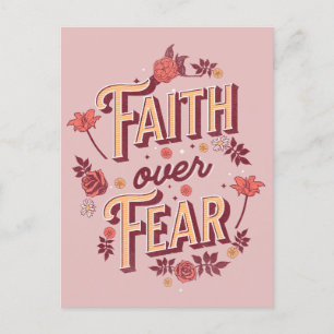 Faith over Fear text design Vykort