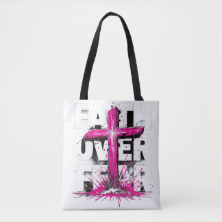 Faith over Fear Tote Bag | Christian Kor Design Tygkasse