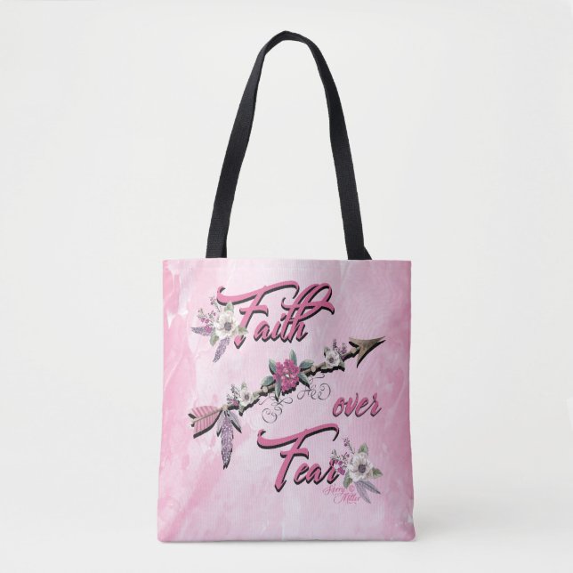 Faith over Fear Tote Bag Tygkasse (Framsida)
