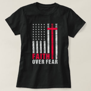 Faith over Fear Typography American Flagga T Shirt