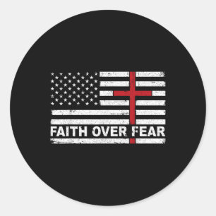 Faith over Fear US USA flagga American Kor Jesus C Runt Klistermärke