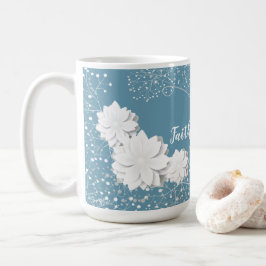 Faith over Fear, White Flowers Kaffemugg