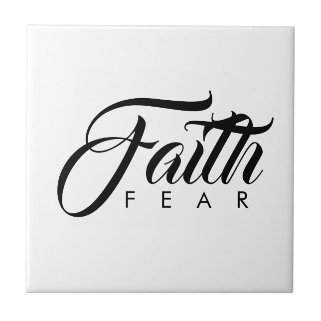 Faith over Fear White Kakelplatta (Framsidan)