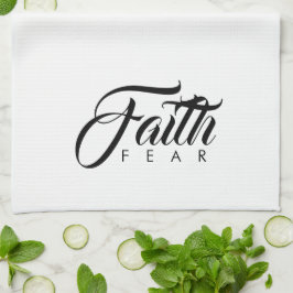 Faith over Fear White Kökshandduk