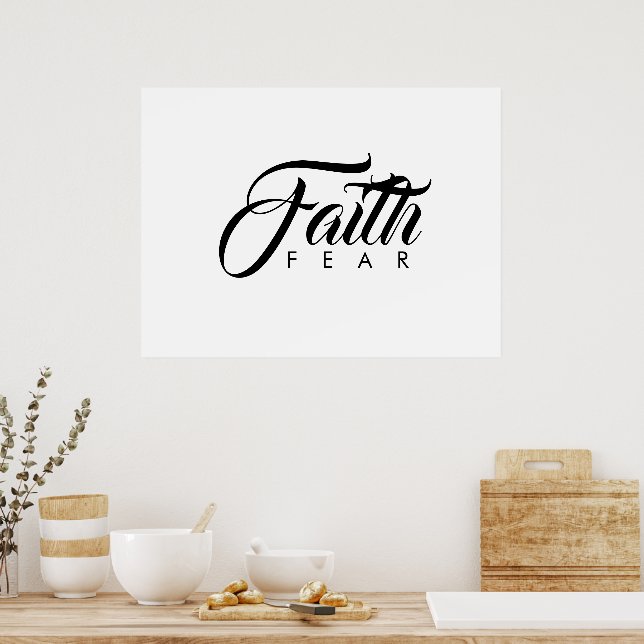 Faith over Fear White Poster (Kök)