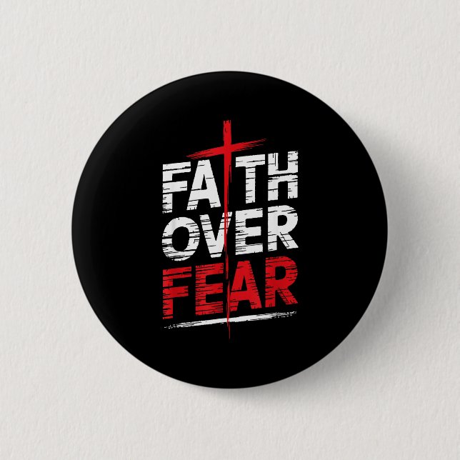 Faith Over Fear With Cross Christian Men  Knapp (Framsida)