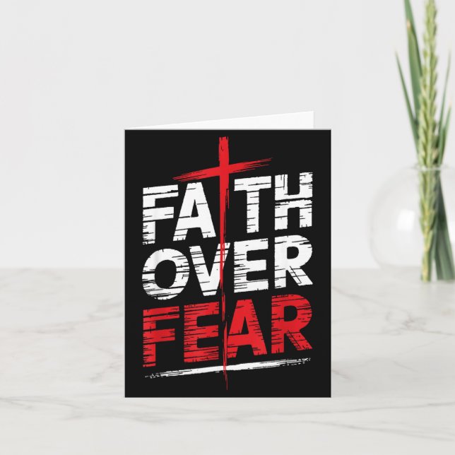 Faith Over Fear With Cross Christian Men  Kort (Framsida)