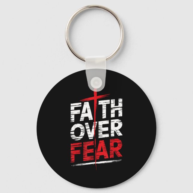 Faith Over Fear With Cross Christian Men  Nyckelring (Framsida)