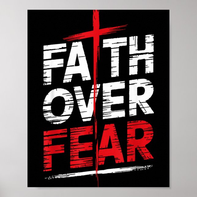 Faith Over Fear With Cross Christian Men  Poster (Framsidan)
