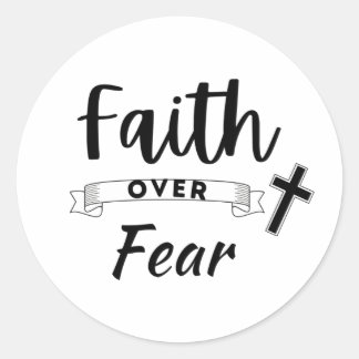 Faith over Fear with Kor, Christian Faith Positi Runt Klistermärke