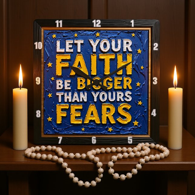 Faith Over Fears Textured Art Fyrkantig Klocka (Skapare uppladdad)