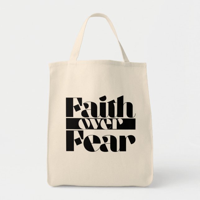 Faith over rädsla Retro Christian inspirationstyp Tygkasse (Framsidan)