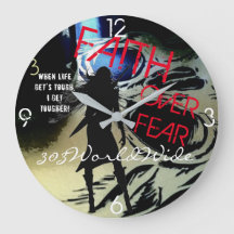 " FAITH ÖVER RÄDSLA! "ROUND WALL CLOCK 4 HENNE!
