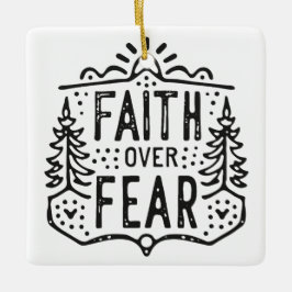 Faith över rädslan julgransprydnad keramik