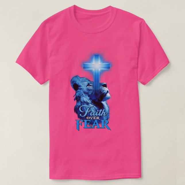 Faith over Rear Lejon Bible Scripture Quote Christ T Shirt (Design framsida)