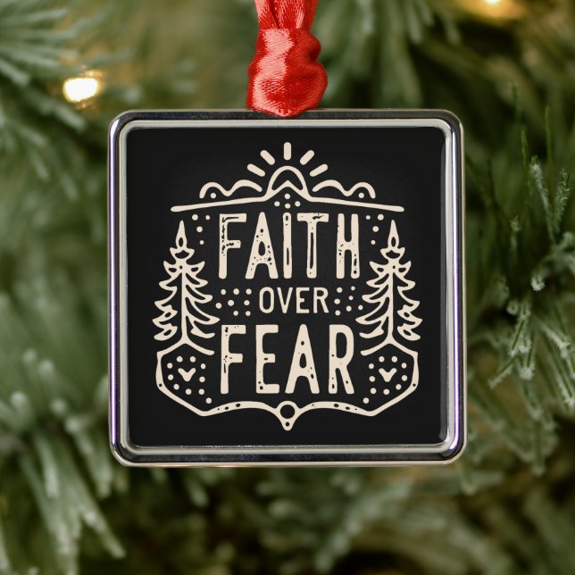 Faith over rör kristen retro-estetik julgransprydnad metall (Träd)