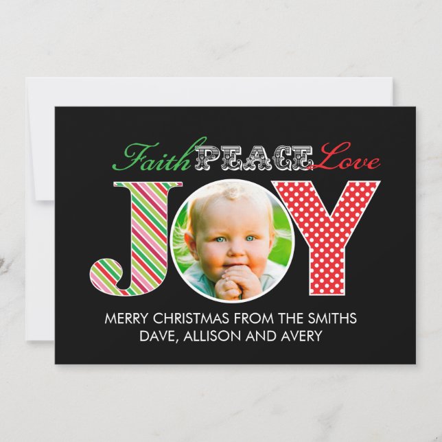 Faith, Peace, Kärlek och Joy Photo jul Card Julkort (Framsida)