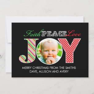 Faith, Peace, Kärlek och Joy Photo jul Card Julkort