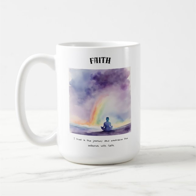 Faith - Positive Affirmation Card for Inner Peace Kaffemugg (Vänster)